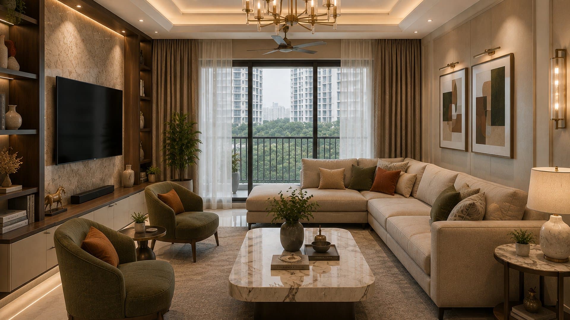 Living Room Interior Design In Kandivali